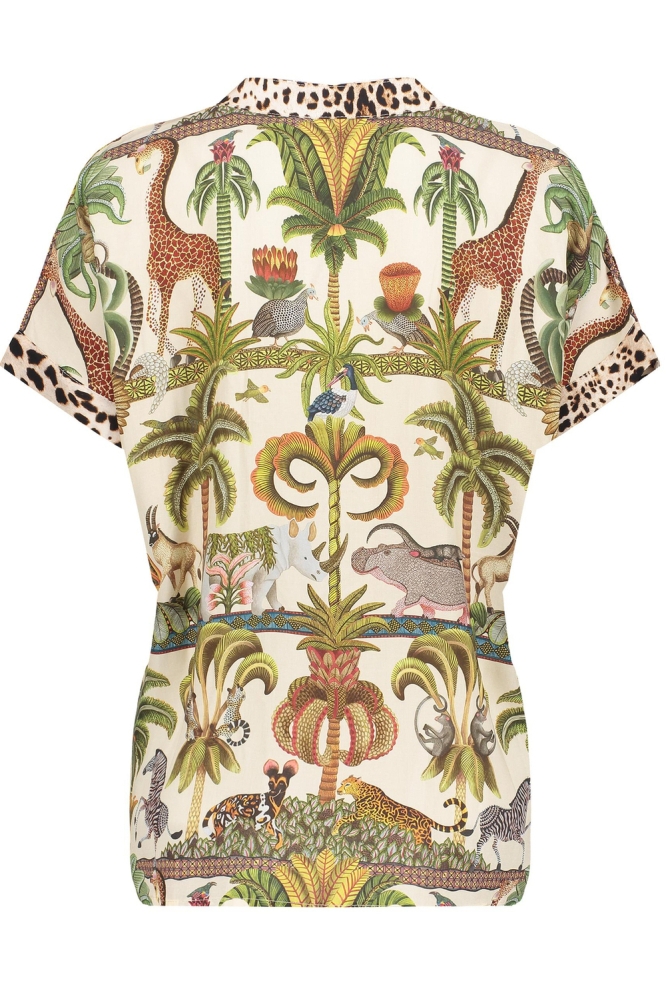 T SHIRT MET ANIMAL JUNGLE PRINT 53381 70 000530 GREEN/OFF WHITE/BROWN